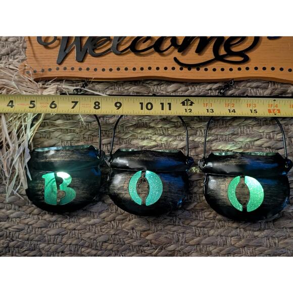 Halloween Wood Metal Light Up Boo Welcome Sign Door Home Decor, Decorative - Picture 8 of 9